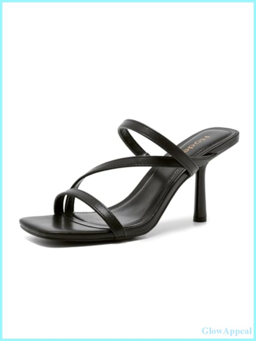Kitten Heels Open Toe Strappy Slide Sandals Faux Leather Heeled Sandals